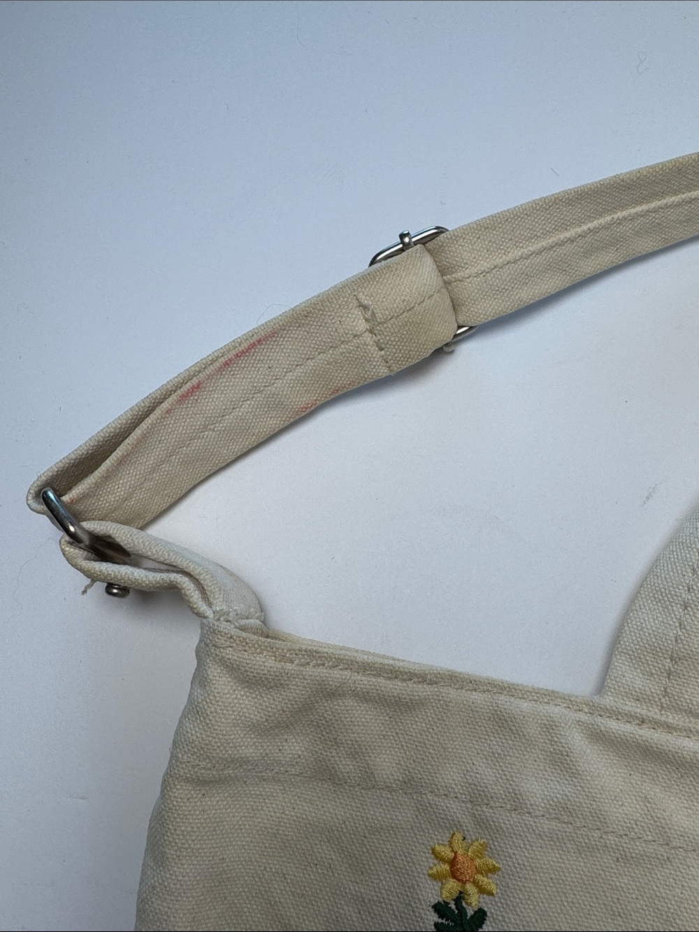 BAGGU Duck Bag Recycled Cotton Canvas Embroidered Ditsy Floral Tote Bag Cream - Picture 5 of 13